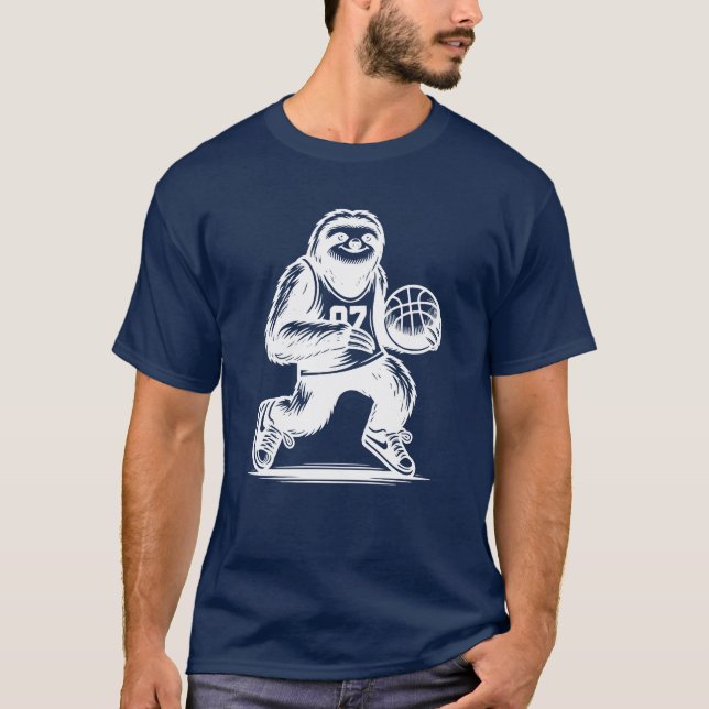 Sloth Basketball Player Sports Silhouette girl boy T-Shirt (Front)