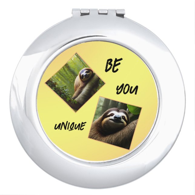 Sloth "Be You Unique",  Compact Mirror (Front)