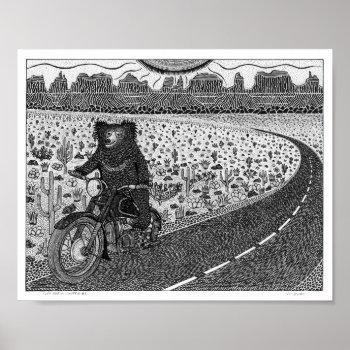 Sloth Bear On Motorbike #2 Poster by elihelman at Zazzle