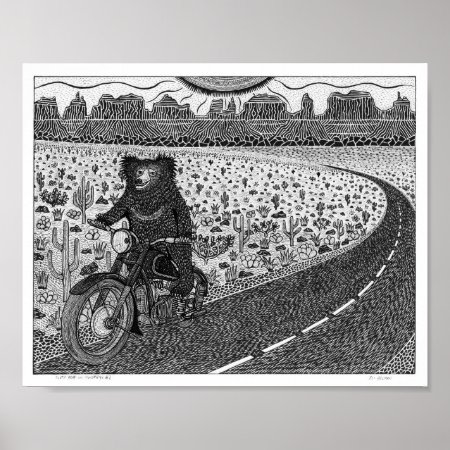 Sloth Bear On Motorbike #2 Poster