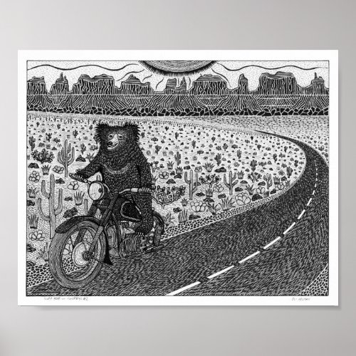 Sloth Bear on Motorbike 2 Poster