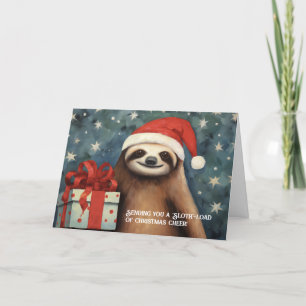 Sloth Bearing a Gift Christmas Card