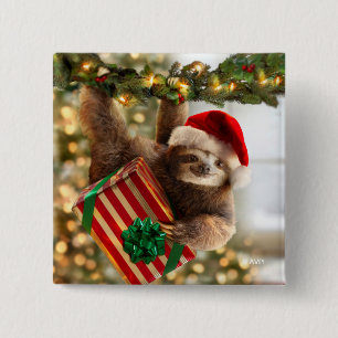 Sloth Bearing Gifts Button