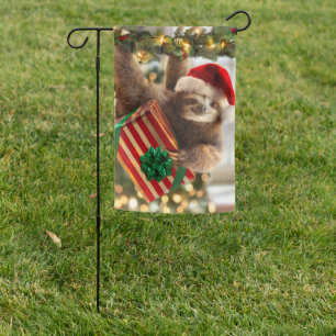 Sloth Bearing Gifts Garden Flag