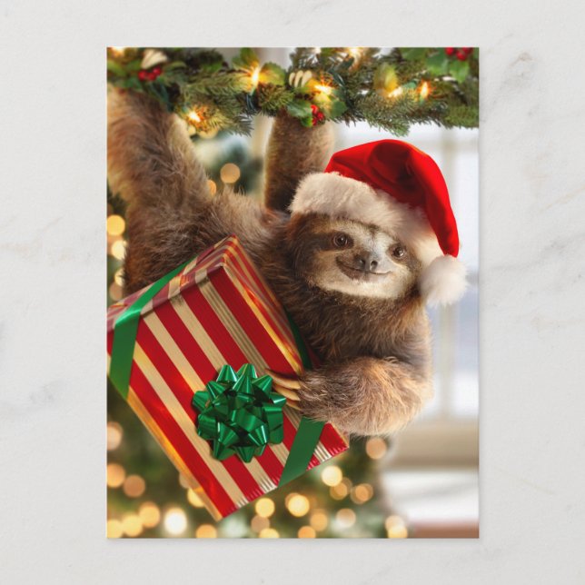 Sloth Bearing Gifts Invitation Postcard (Front)