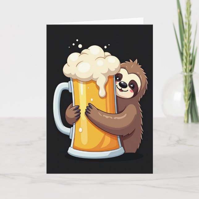 Sloth Beer Cheers Happy Day Card (Front)