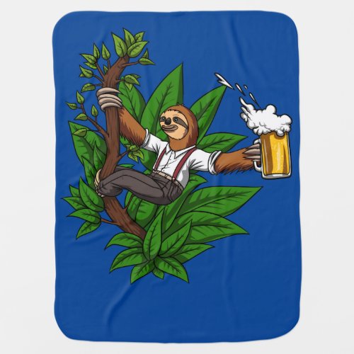 Sloth Beer Drinking Party Funny Animal Baby Blanket