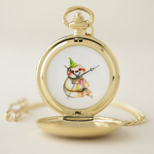 Sloth birthday gift cute funny happy party hat Cla Pocket Watch