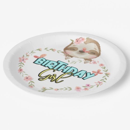 Sloth Birthday Girl Sloth Lovers Gifts Paper Plates