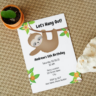Sloth Birthday Invitation