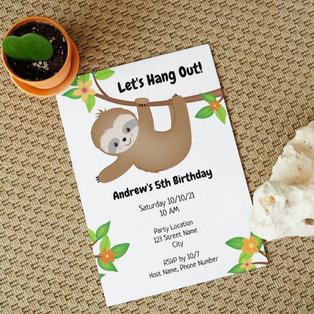 Sloth Birthday Invitation (Creator Uploaded)
