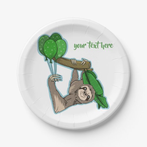 Sloth birthday paper plates