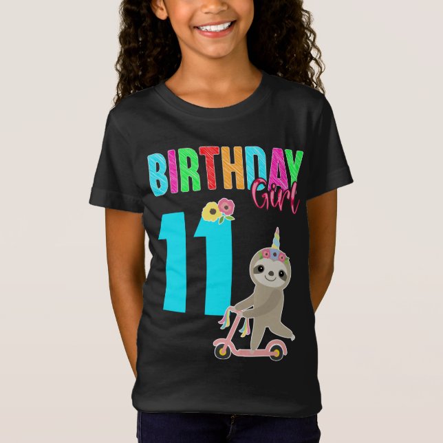 Sloth Birthday Party Girl Custom Outfit T-Shirt (Front)