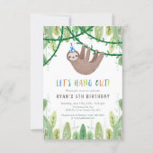 Sloth Birthday Party in Blue and White Invitation (Front)