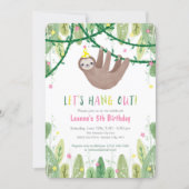Sloth Birthday Party in Pink & Yellow Invitation (Front)