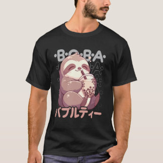 Sloth Boba Tea Kawaii Bubble Tea Sloth Anime Neko  T-Shirt