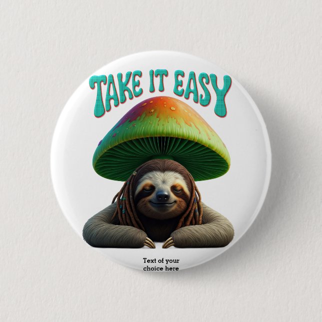 Sloth Boho Hippie custom personalized Hippie  Button (Front)