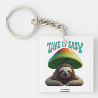 Sloth Boho Hippie custom personalized Hippie  Keychain