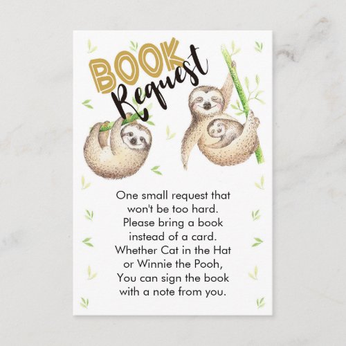 Sloth Book Request Card 35 x 5
