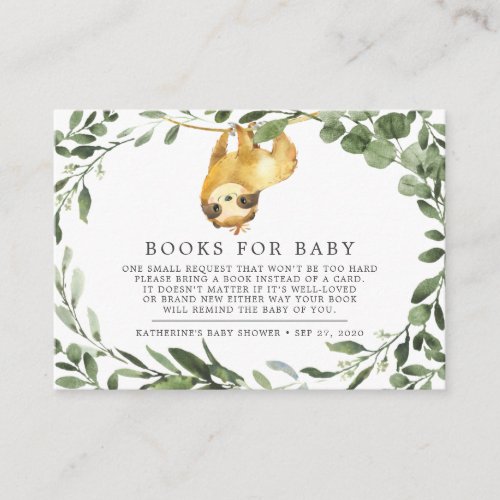 Sloth Books For Baby Baby Shower Card