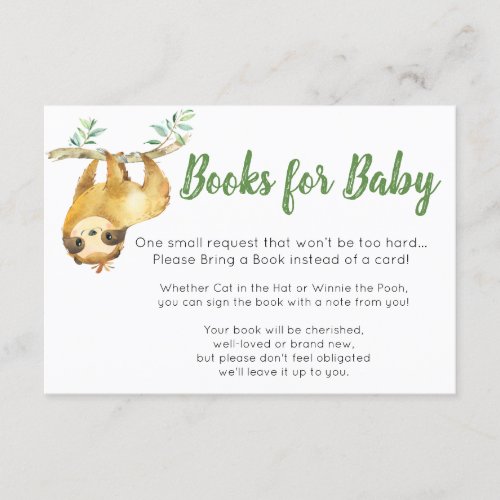 Sloth Books for Baby Card