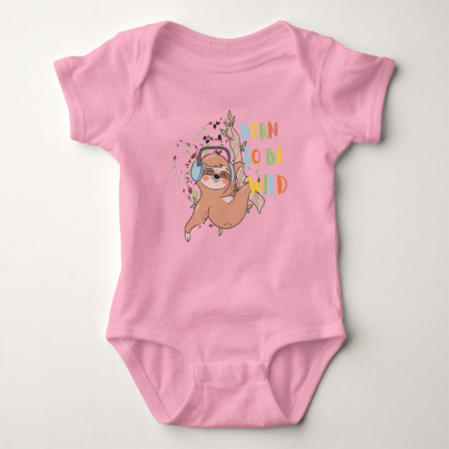 Sloth Born to be Wild baby Bodysuits (Front)