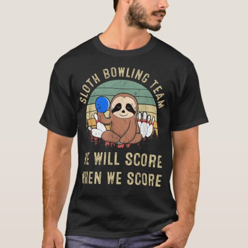 Sloth Bowling Team Funny Retro Vintage Bowler Matc T_Shirt