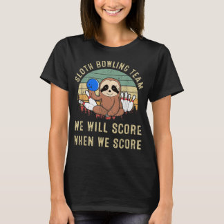 Sloth Bowling Team Funny Retro Vintage Bowler Matc T-Shirt