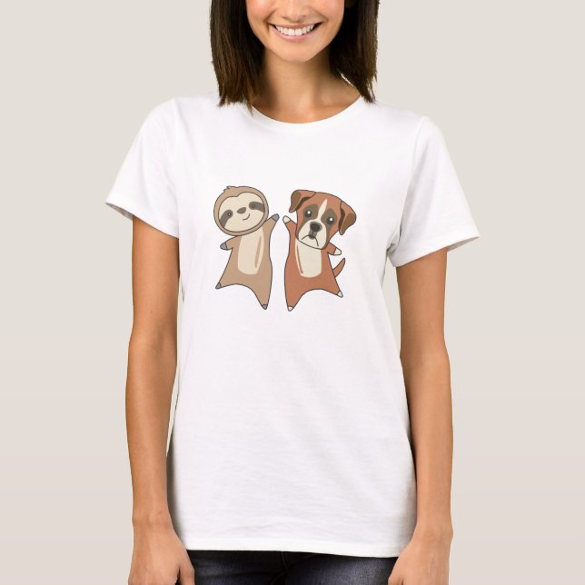 Sloth Boxer Dog Animal Lovers Children T-Shirt (Front)
