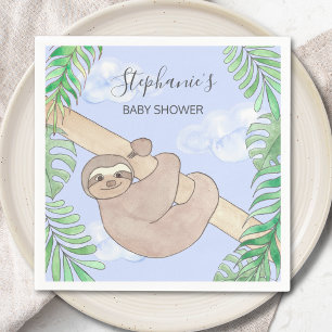 Sloth Boy Blue Baby Shower Napkins