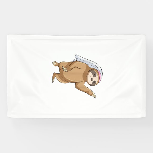 Sloth Bride Veil Wedding T-Shirt Banner (Horizontal)