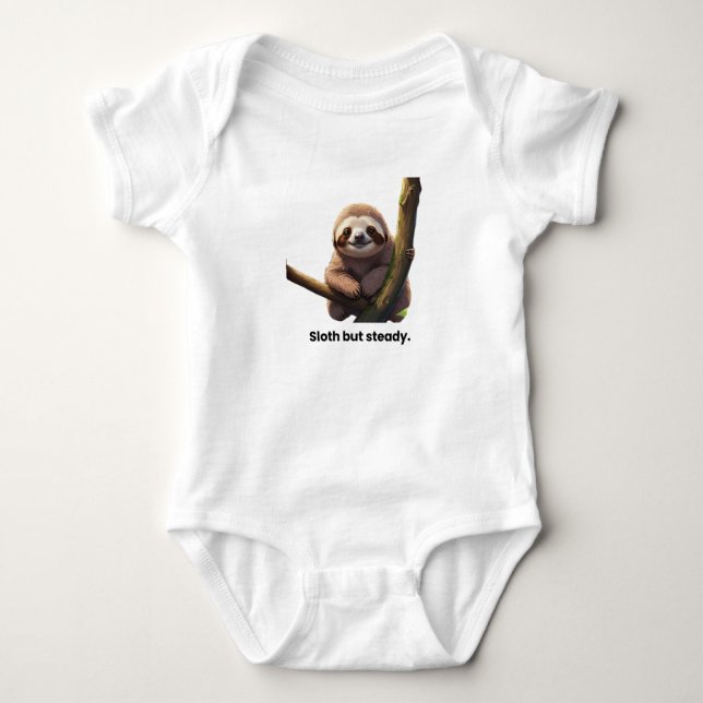 SLOTH BUT STEADY BABY BODYSUIT (Front)