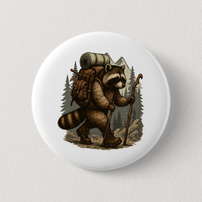 Sloth Camping Hiking Button (Front)