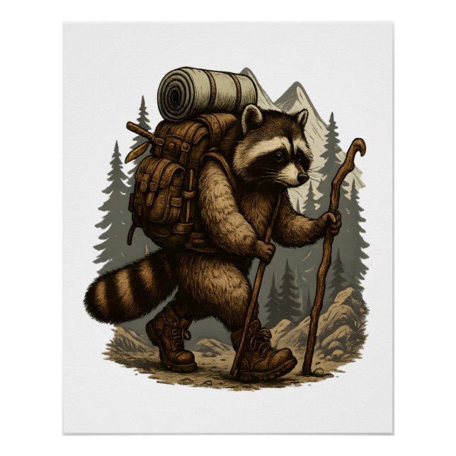 Sloth Camping Hiking Poster (Front)