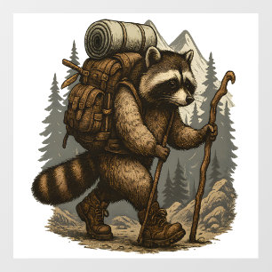 Sloth Camping Hiking Wall Decal