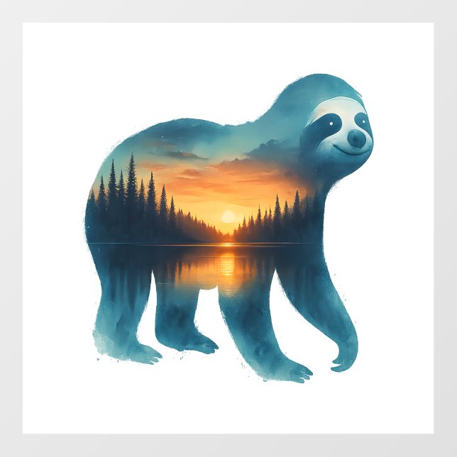 Sloth Camping Lover Wall Decal (Front)