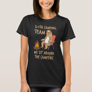 Sloth Camping Team Around Campfire Relax Lazy Camp T-Shirt