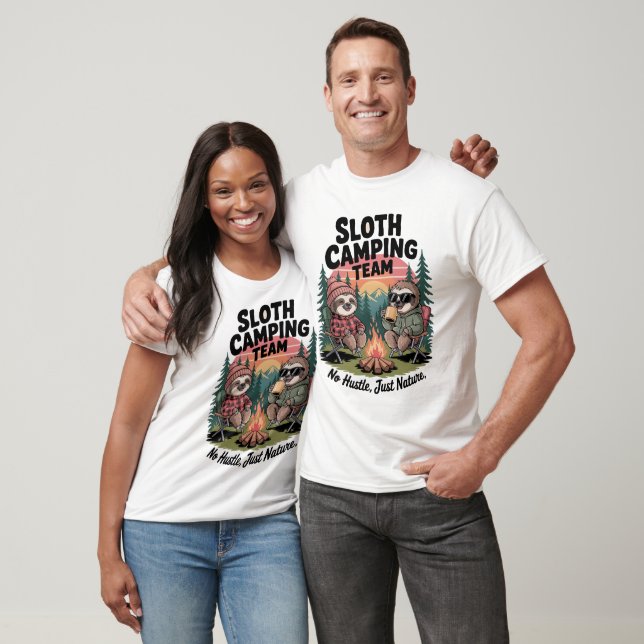  Sloth Camping Team No Hustle T-Shirt (Unisex)