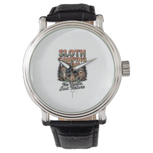 sloth camping team with nature watch