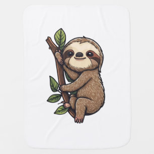 Sloth cartoon illustration baby blanket