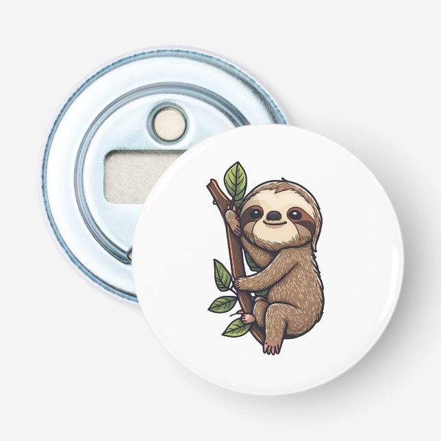 Sloth cartoon illustration bottle opener (Front)