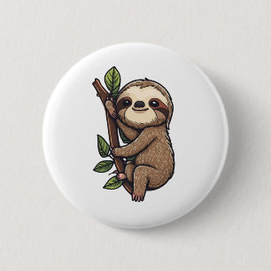 Sloth cartoon illustration button