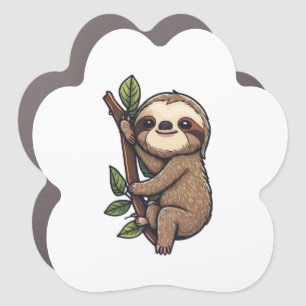 Sloth cartoon illustration car magnet