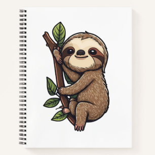 Sloth cartoon illustration notebook