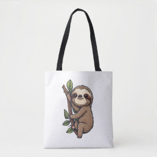 Sloth cartoon illustration tote bag