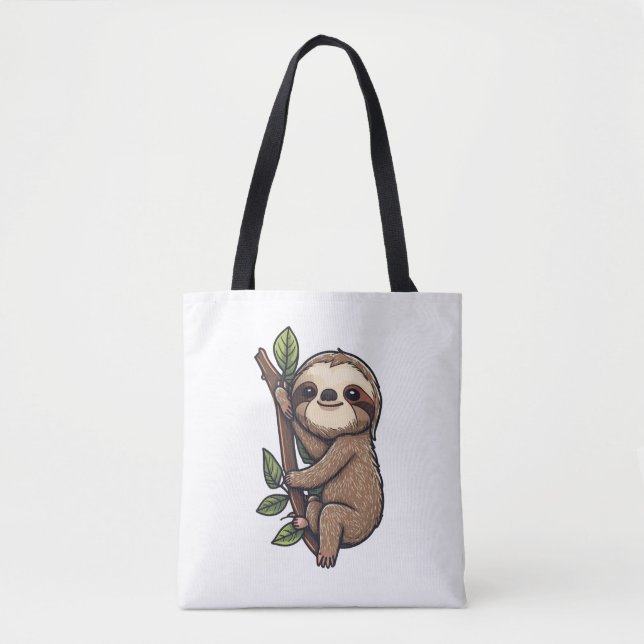 Sloth cartoon illustration tote bag (Front)