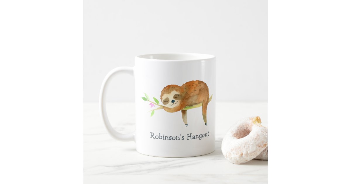 Sloth Cartoon Personalized Coffee Mug Zazzle Com