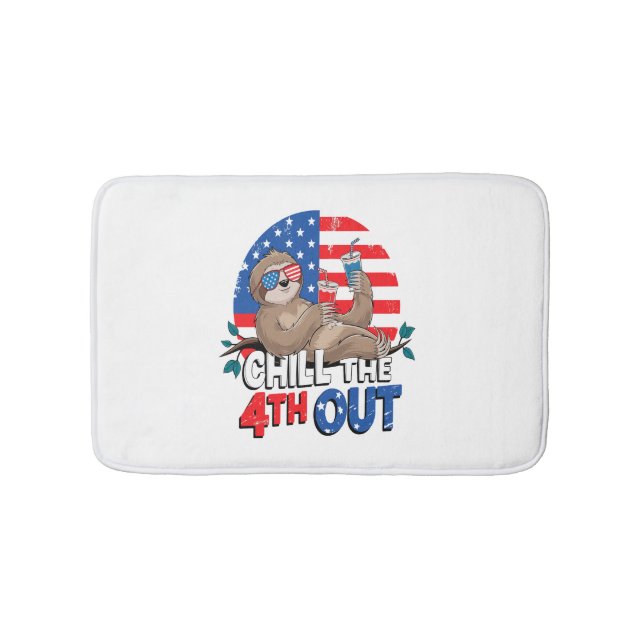 Sloth Chill the 4th out Patriotic USA Bath Mat (Front)