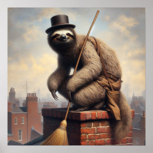 Sloth Chimney Sweep Poster