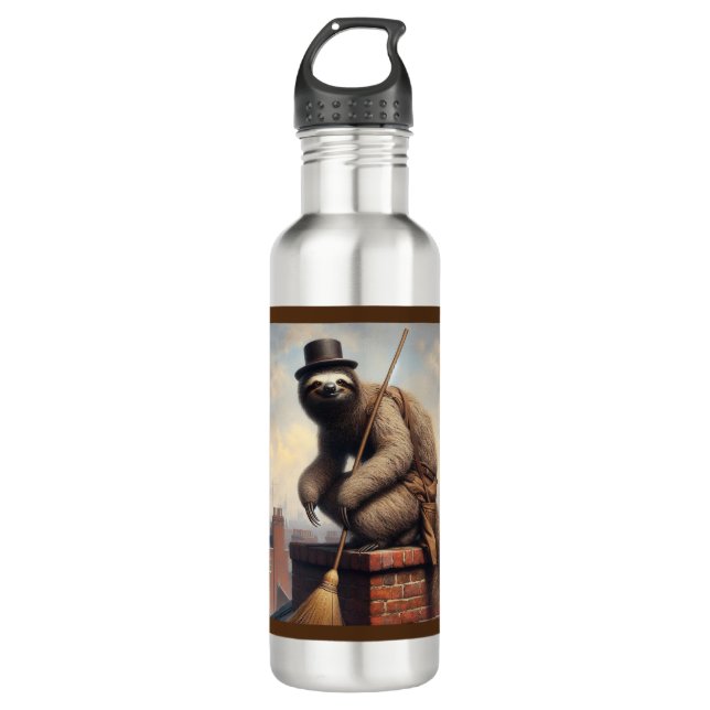 Sloth Chimney Sweep Stainless Steel Water Bottle (Front)